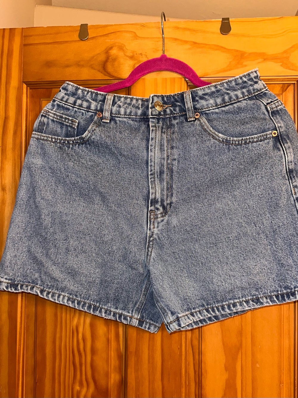 Simple Society Classic High-Waist Denim Shorts - Light Blue